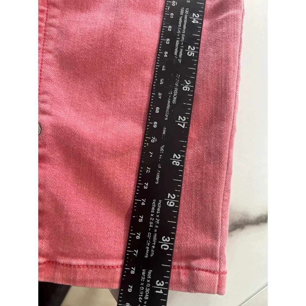 J Jill Authentic Fit Slim Ankle Jeans Pink Womens 8 Tall Stretch Side Slit Hem